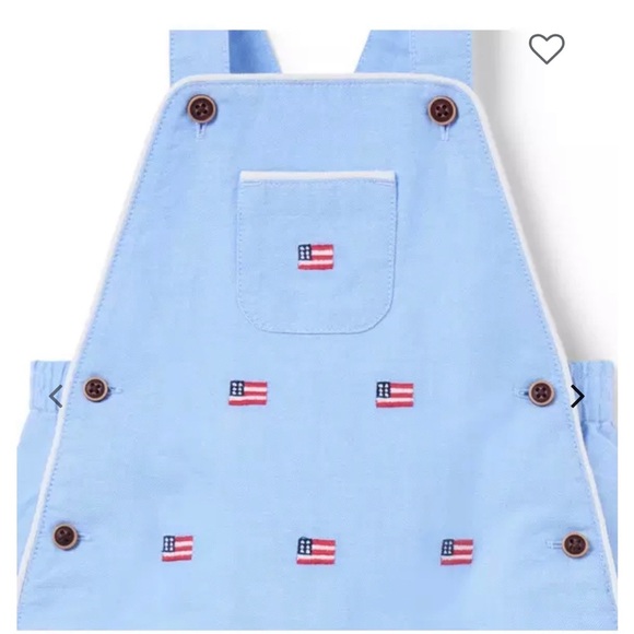 Janie and Jack Light Blue Overalls with Flag Details - Picture 4 of 5